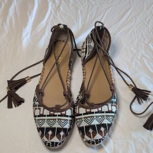 Franco Sarto Black and Brown Patterned Flats